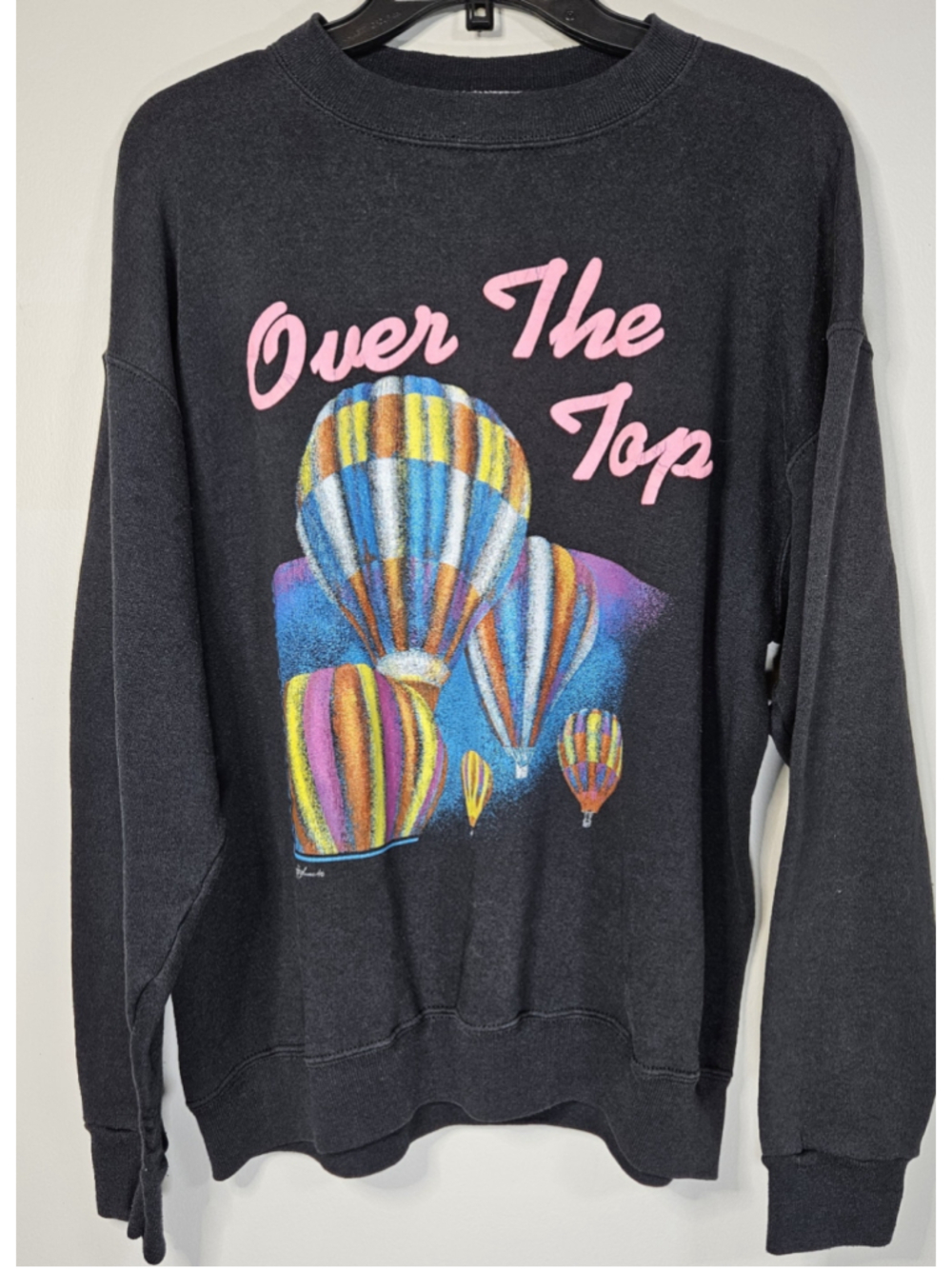 Vintage 90s Hot Air Balloon Sweatshirt Tultex USA Puff Print Large Faded